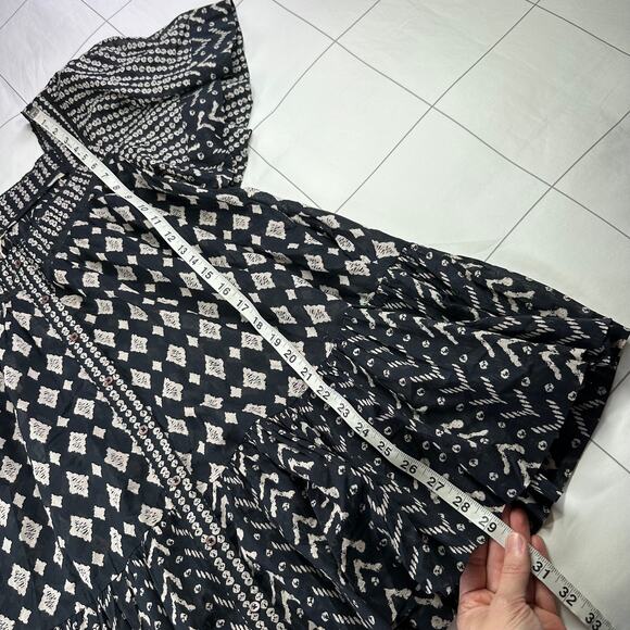 Free People Dress Womens Small Black Hearts Desire Cotton Mini Ivory Boho New - Picture 12 of 12